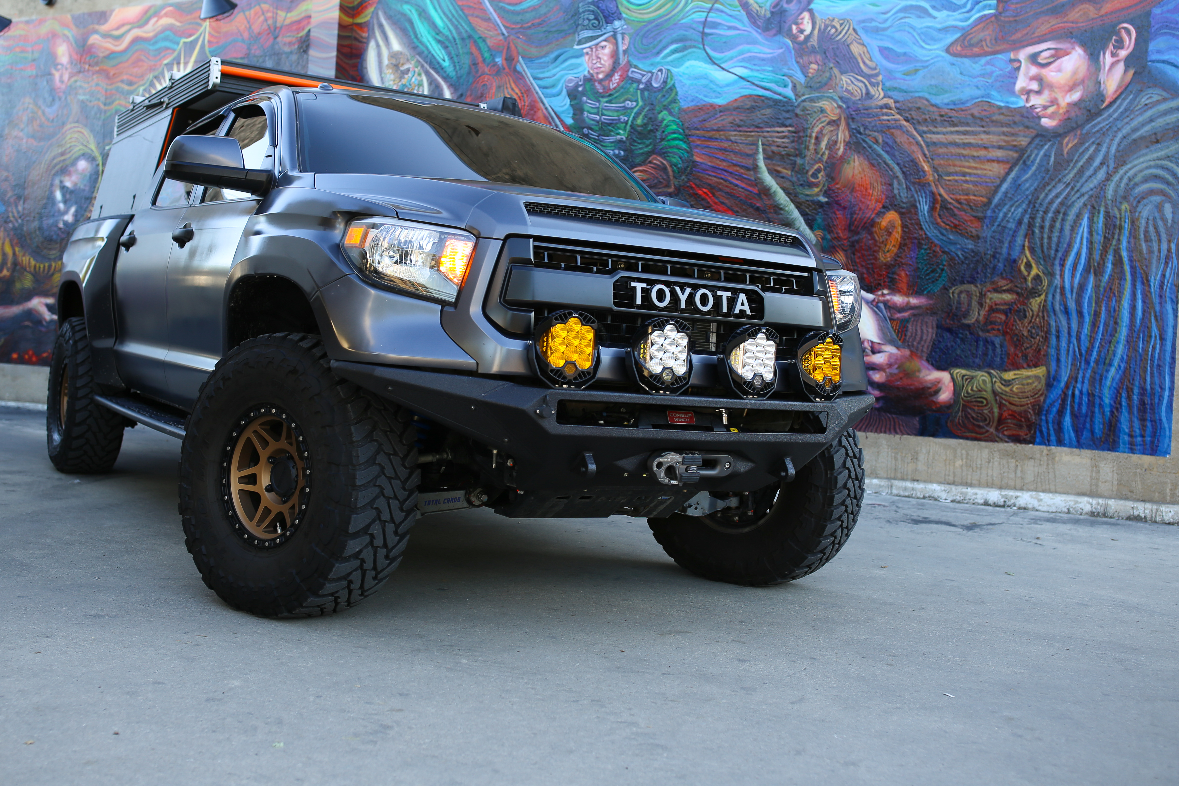 Lifted gray Toyota Tundra — Comal Truck Gear suspension build